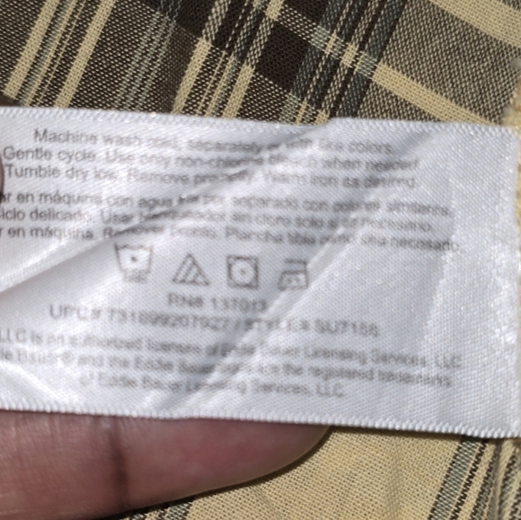 Eddie Bauer Shirt Men XXL Striped Button Up Brown Green Collared Long Sleeves - Picture 11 of 13